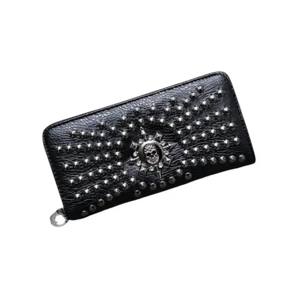 Riveted Skull Bound Oversized Fashion Wallets - Picture 10 of 12